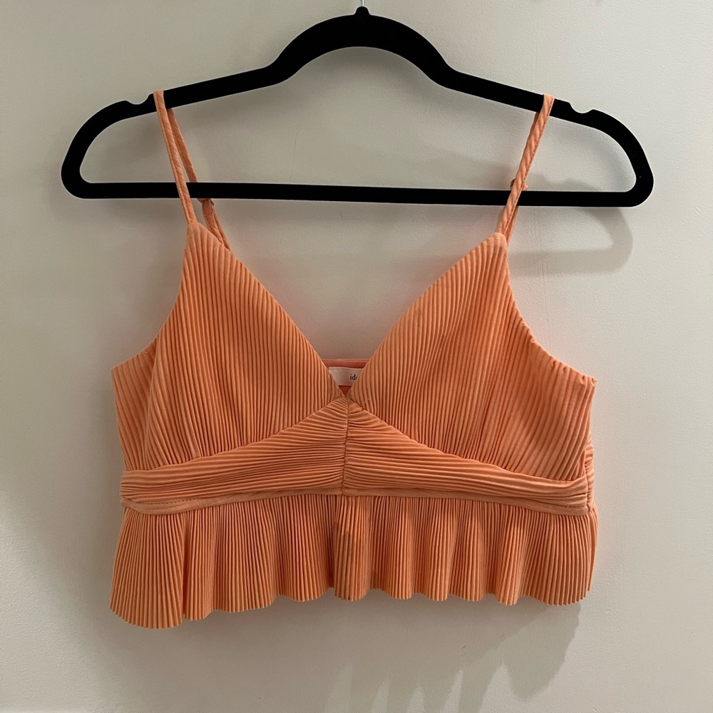 Orange Textured Crop Tank Top